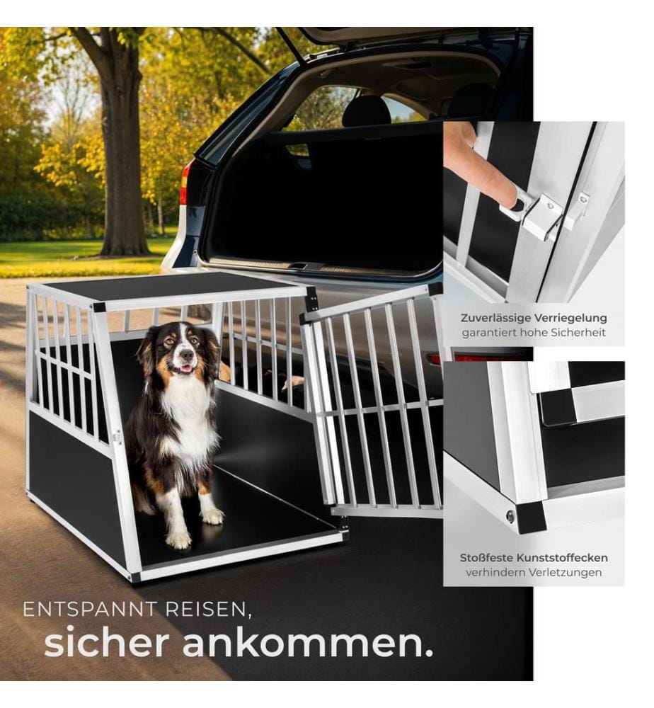 Hundetransportbox single Schnubi mit schräger Rückwand - schwarz
