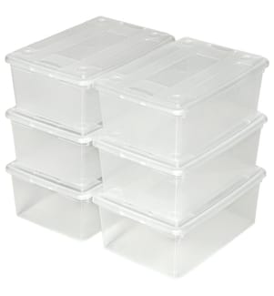 6 boîtes de rangement plastique - blanc transparent