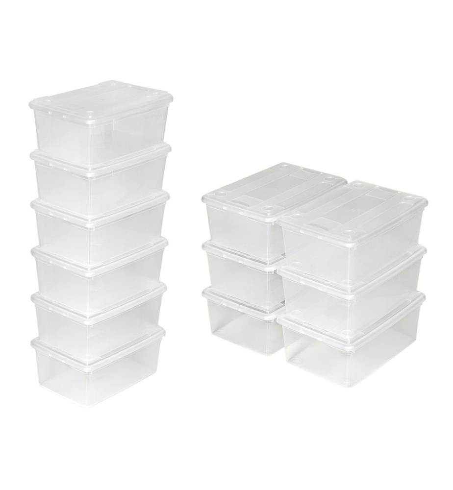 6 boîtes de rangement plastique - blanc transparent
