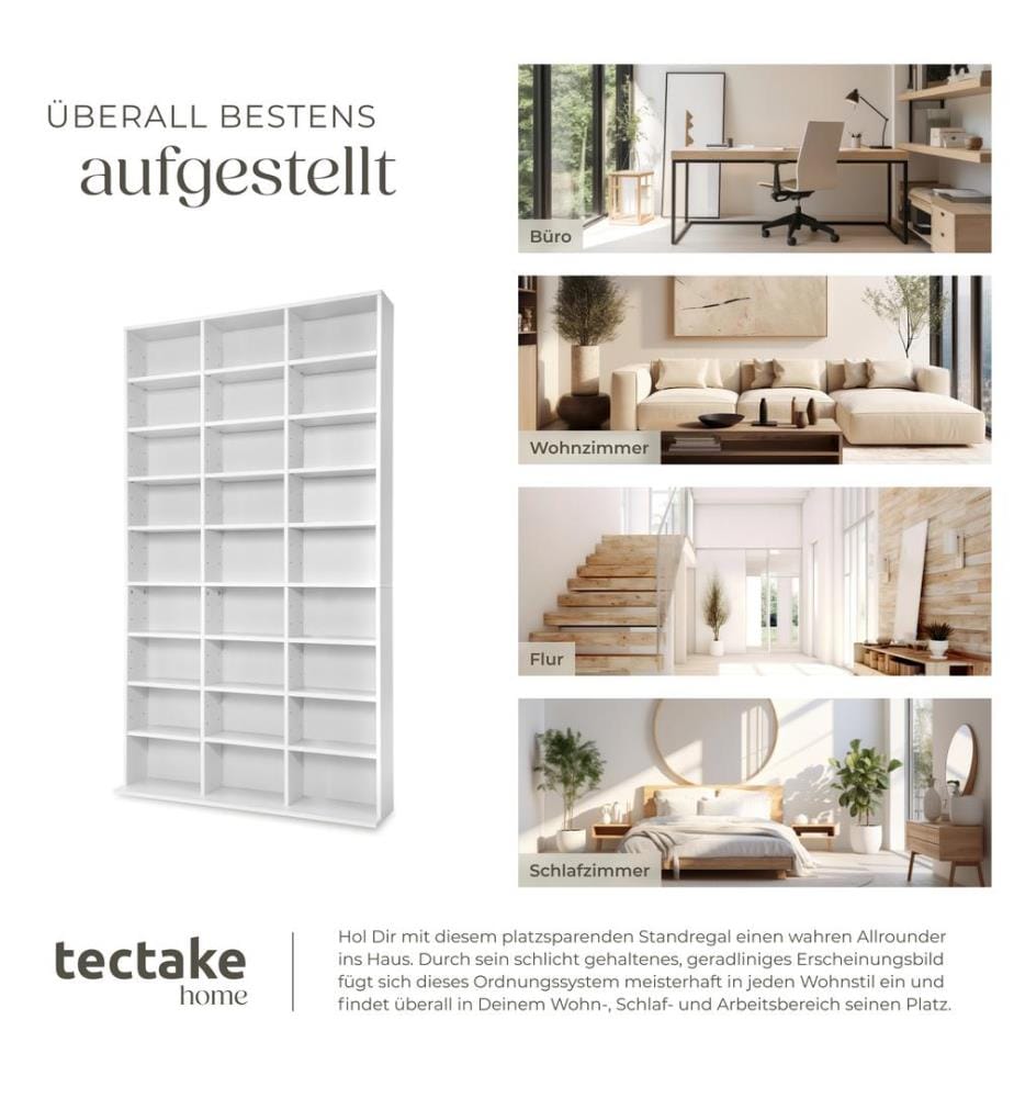 Étagère bibliothèque Christel 180 x 102 x 23,5 cm - blanc