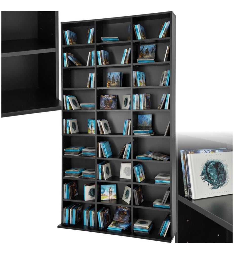 CD Shelf Unit Christel - 27 compartments for up to 1080 CDs - black
