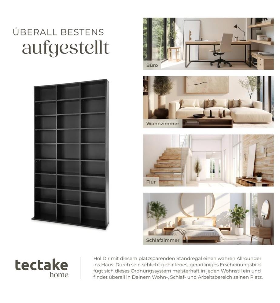 CD Shelf Unit Christel - 27 compartments for up to 1080 CDs - black