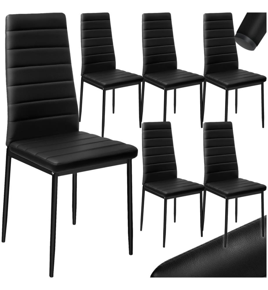 Lot de chaises avec surpiqûre - noir, Lot de 6
