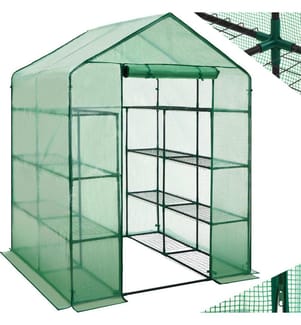 Foliengewächshaus mit quadratischer Grundfläche 143x143x195 cm - grün