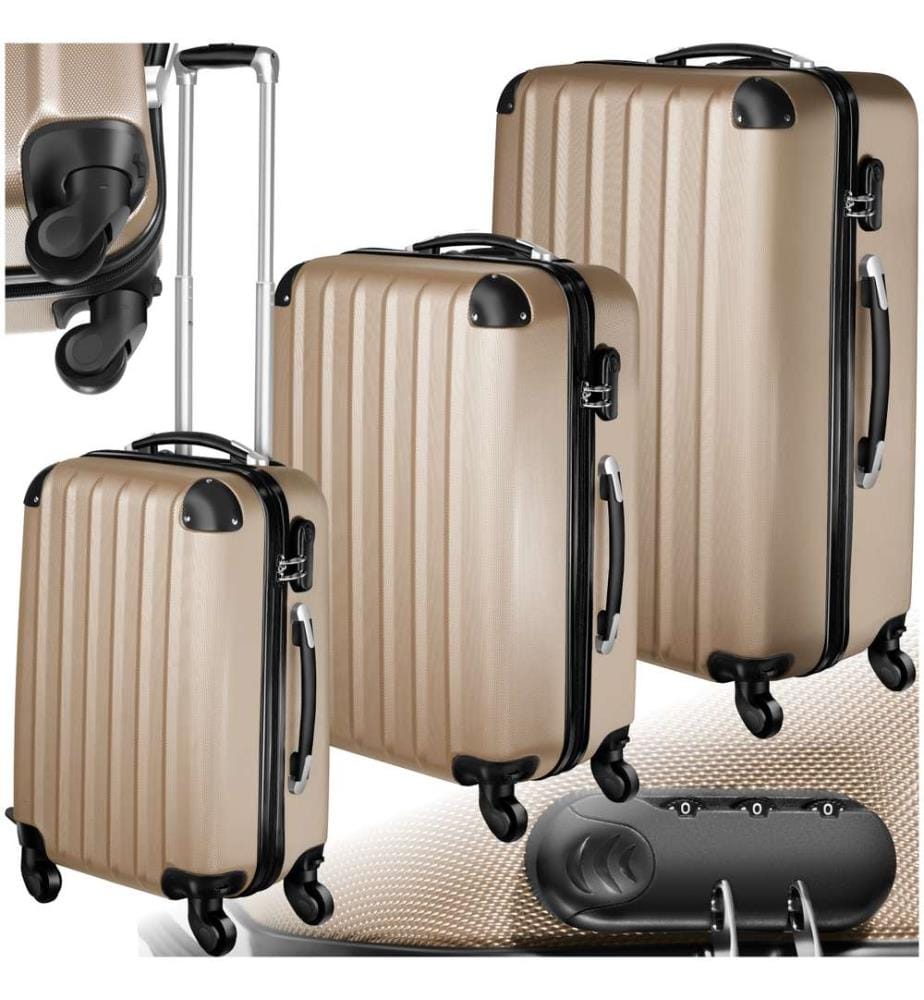 Set de 3 Valises Trolley Rigides - ABS - champagne
