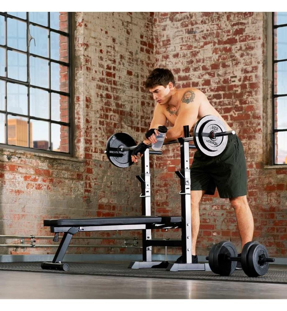 Banc de Musculation d'Haltères pour Abdominaux Pliable - noir