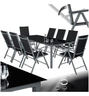 Salon de jardin aluminium 8 places - gris anthracite