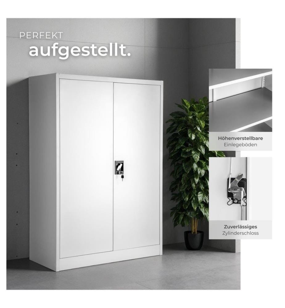 Aktenschrank mit 4 Böden 140x90x40 cm - grau