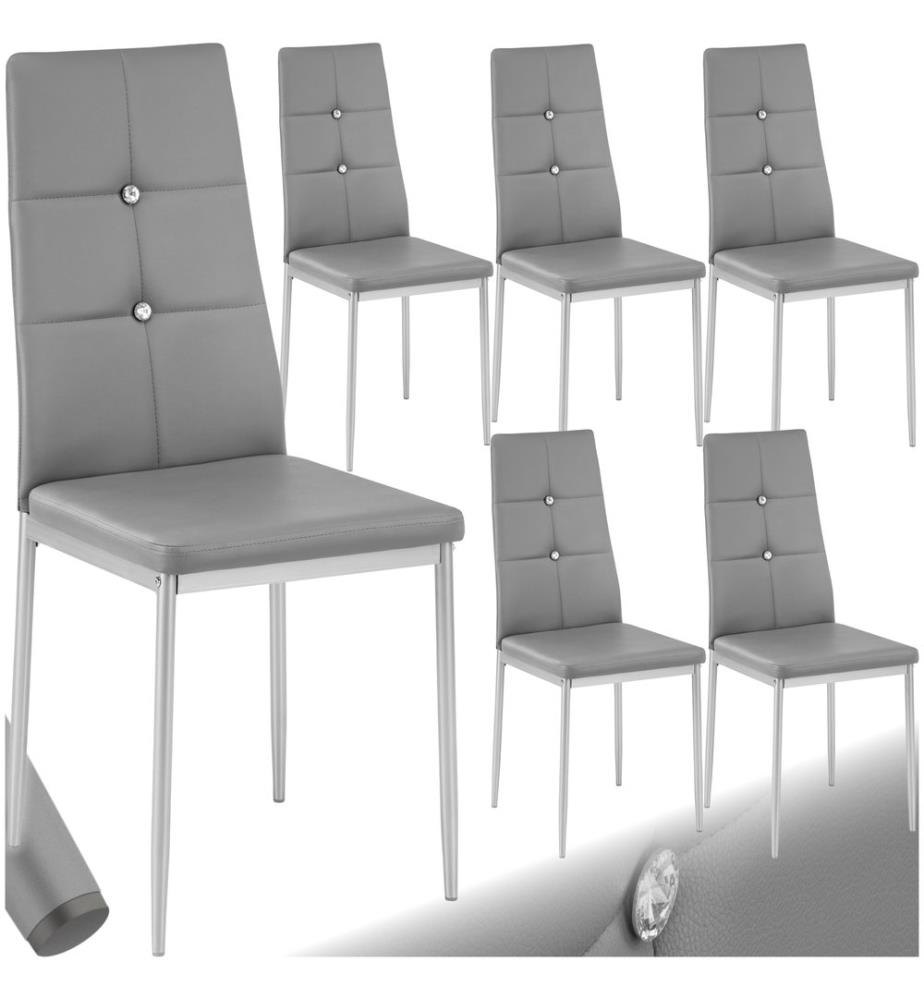 Lot de chaises avec strass - gris, Lot de 6