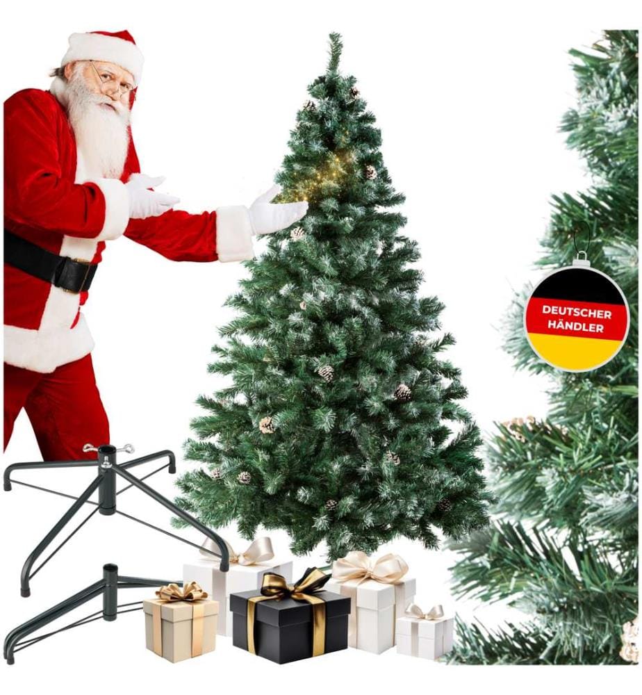 Weihnachtsbaum künstlich mit Zapfen und Metallständer 180 cm - ohne Lichterkette