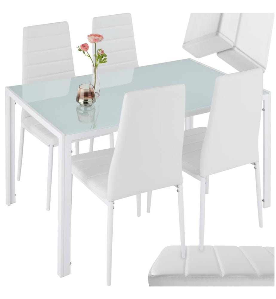 Ensemble table et 4 chaises BERLIN en acier - blanc