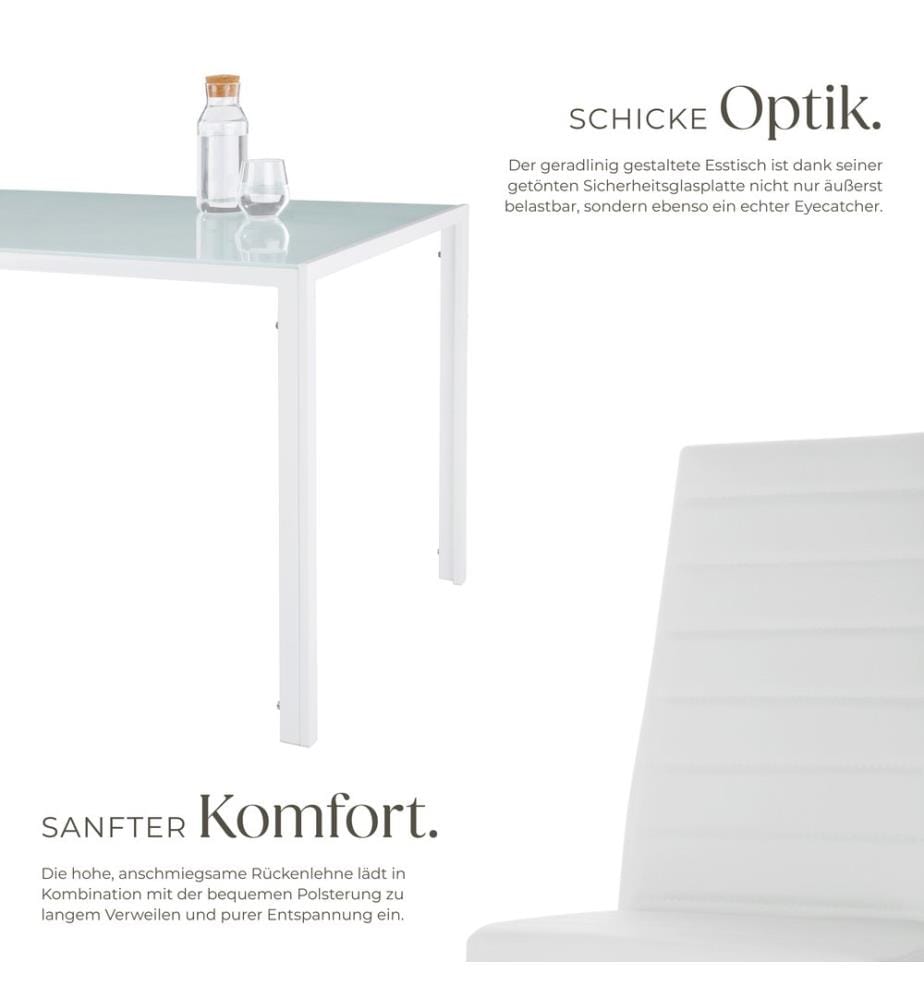 Ensemble table et 4 chaises BERLIN en acier - blanc
