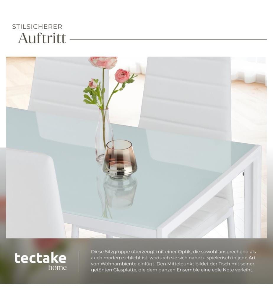 Ensemble table et 4 chaises BERLIN en acier - blanc