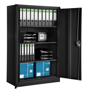 Aktenschrank mit 4 Böden 140x90x40 cm - schwarz