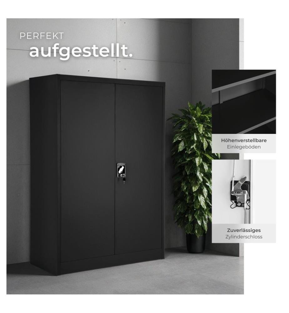 Aktenschrank mit 4 Böden 140x90x40 cm - schwarz