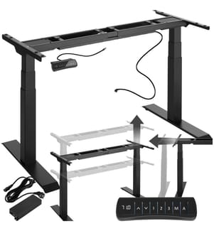 Tischgestell elektrisch höhenverstellbar Memory-Funkt extra breit 110-190x68x58-123 cm - schwarz