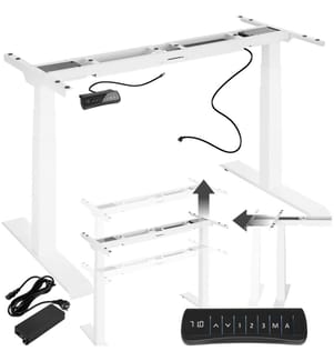 Tischgestell elektrisch höhenverstellbar Memory-Funkt extra breit 110-190x68x58-123 cm - weiss