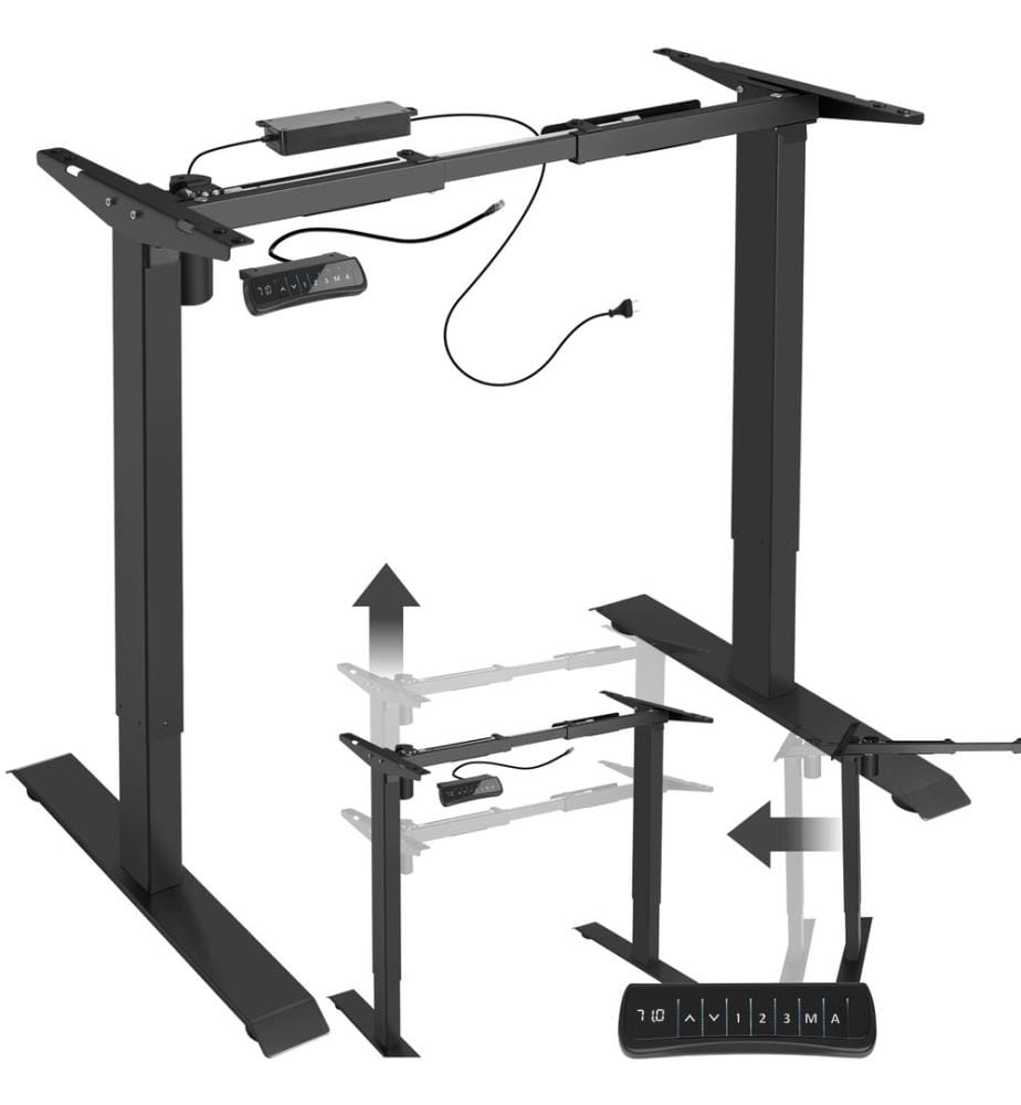 Tischgestell elektrisch höhenverstellbar Memory-Funkt 85-129x65x71-121 cm - schwarz