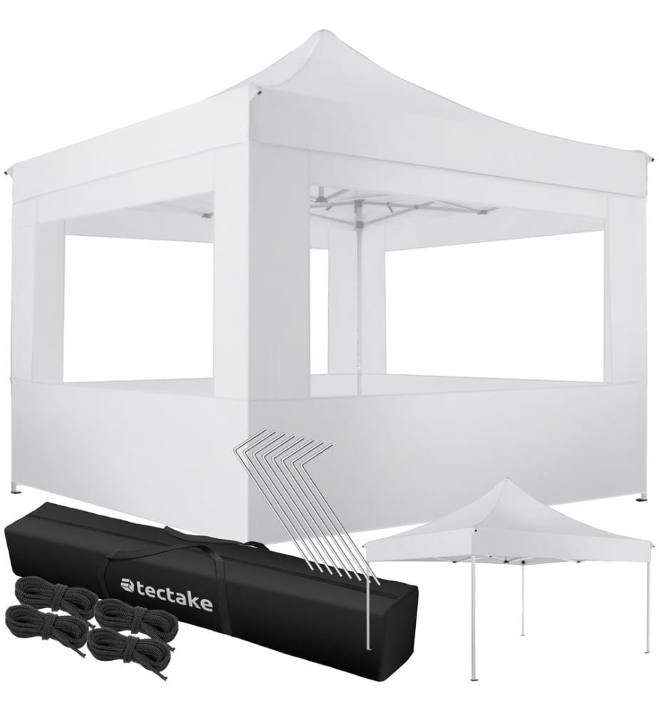 Faltbarer Garten Pavillon 3x3m mit 4 Seitenteilen - weiss