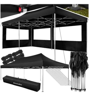 Tonnelle 6 x 3 m avec 2 rideaux - noir