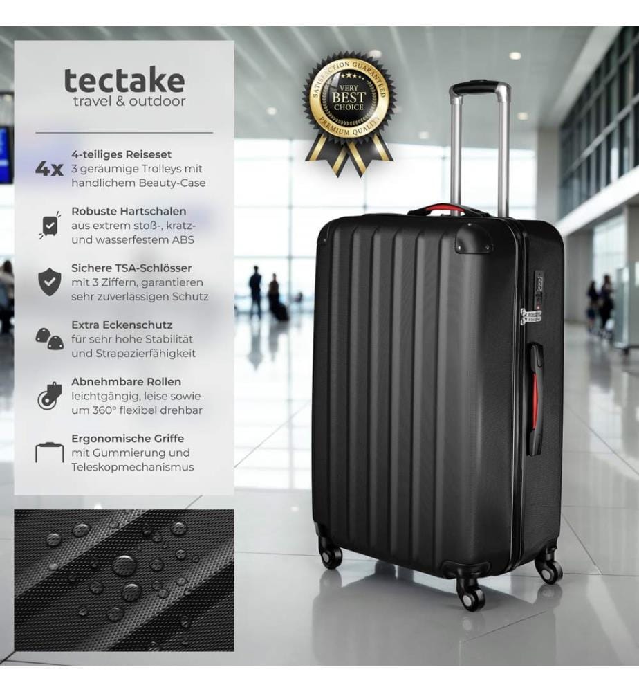 Hartschalenkoffer und Beauty-Case Set 4-tlg - schwarz