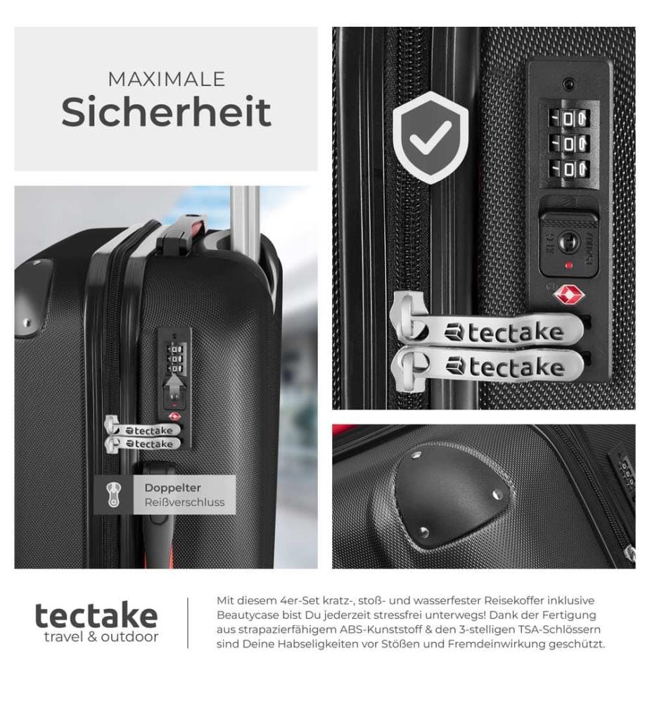 Hartschalenkoffer und Beauty-Case Set 4-tlg - schwarz