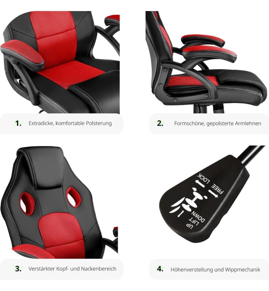 Chaise gamer MIKE - noirrouge