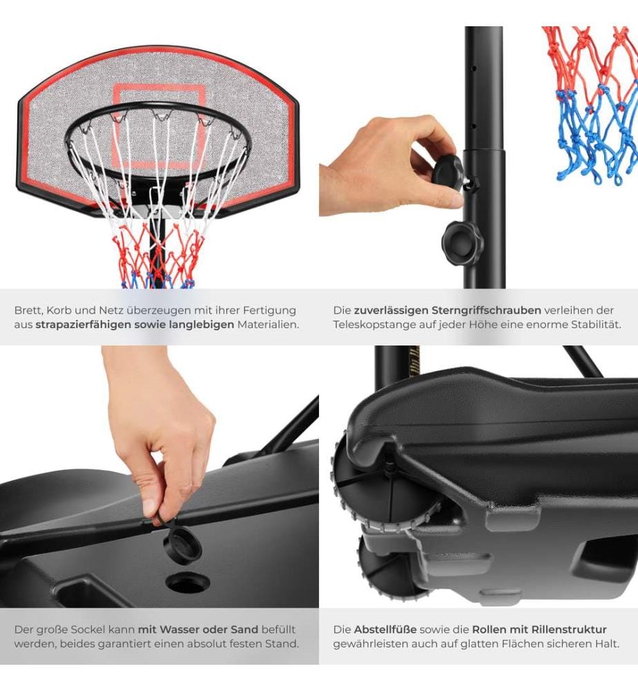 Panier de basketball sur pied HARLEM - noir