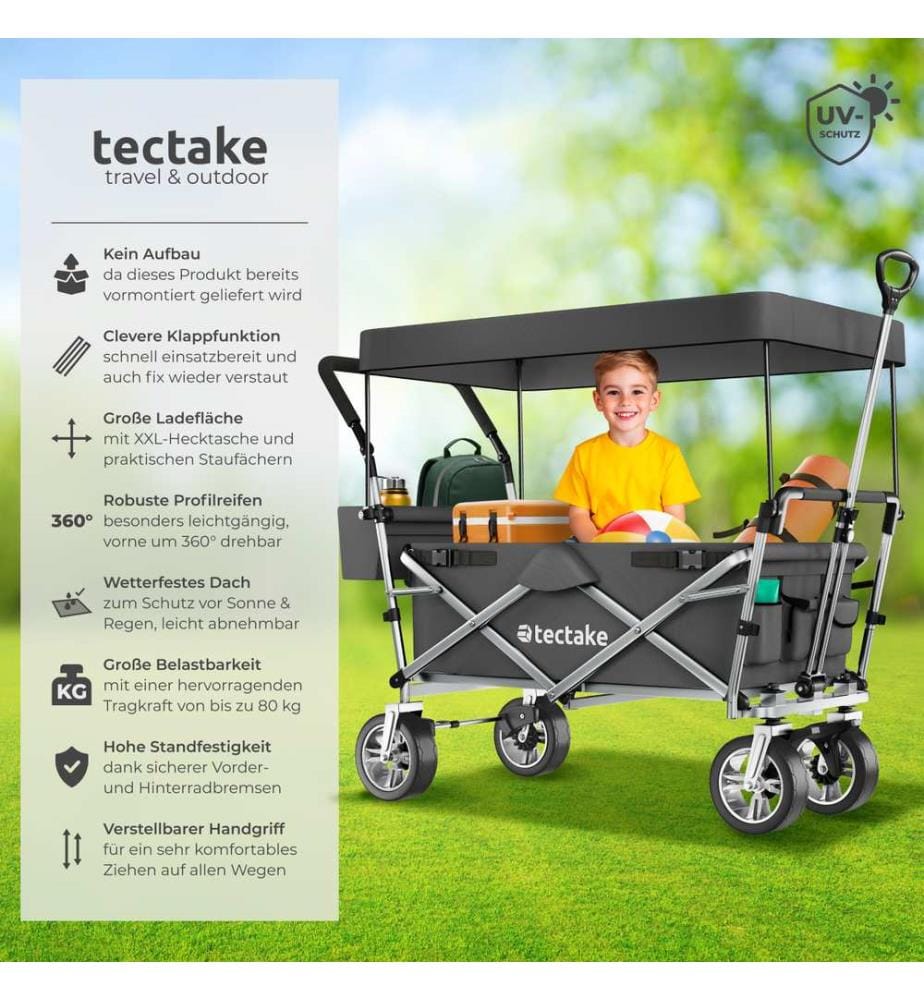 Chariot de jardin à main pliable Nico avec sac de transport capacité de charge 80kg - gris