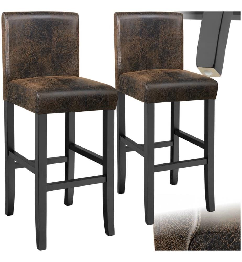 Sgabello da bar in pelle sintetica - marrone anticato, Set di 2