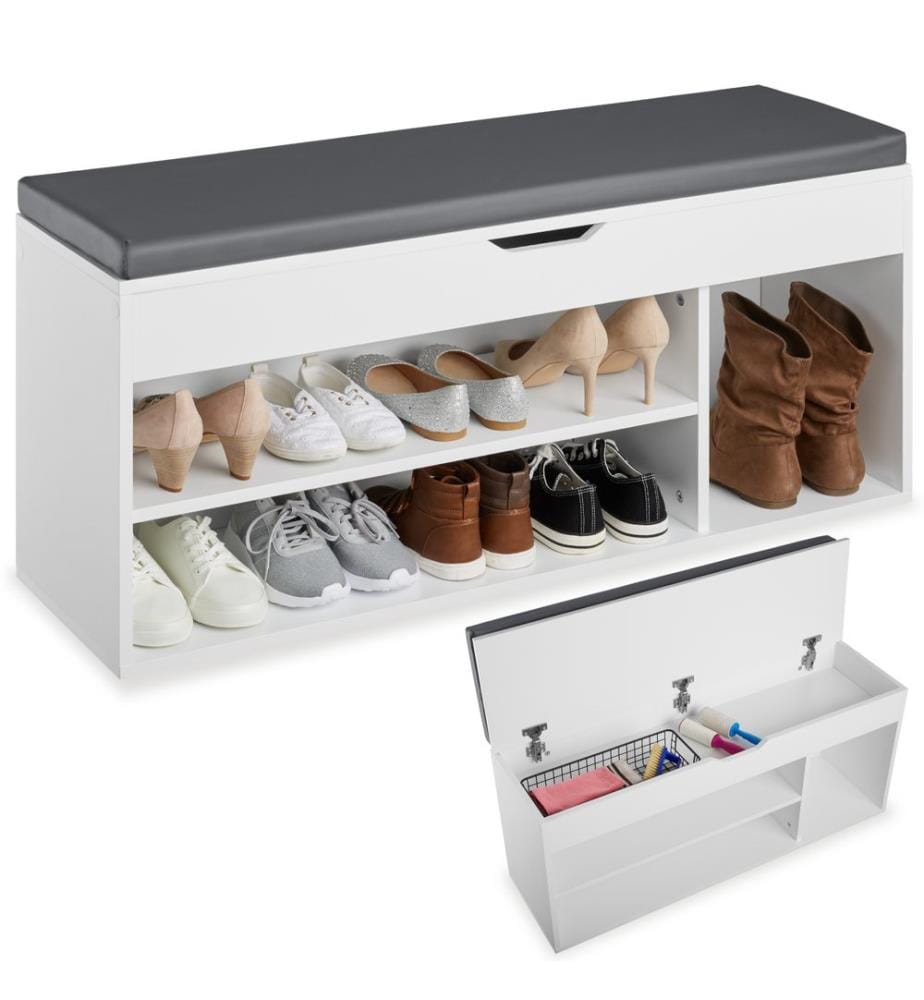 Schuhbank Natalya mit Sitzpolster 104x30x49 cm - weiss