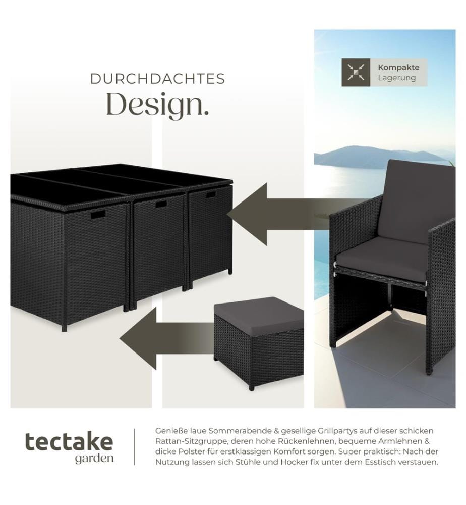 Salon de jardin NEW YORK 10 places avec 2 sets de housses housse de protection, variante 2 - noir
