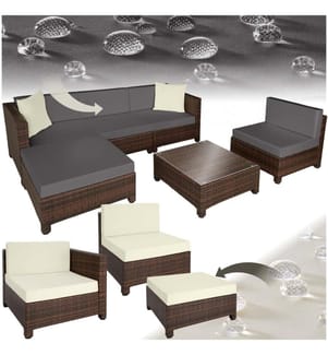 Set da giardino in rattan con telaio in alluminio e imbottitura di 10 cm - neromarrone