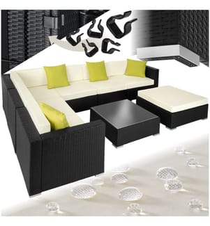 Rattan Loungeset Marbella - schwarz