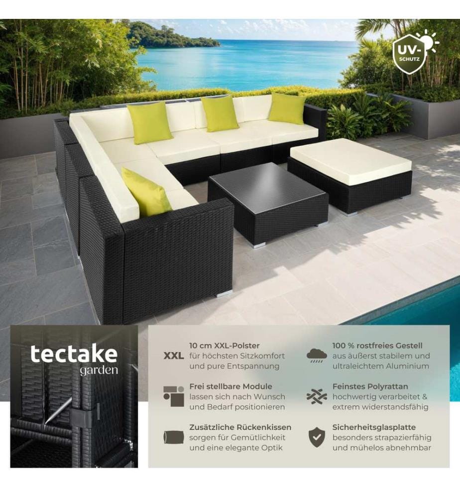 Canapé de jardin MARBELLA modulable 7 places, variante 2 - noir
