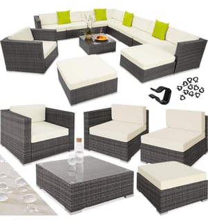 Rattan Lounge mit Aluminiumgestell Las Vegas - grau