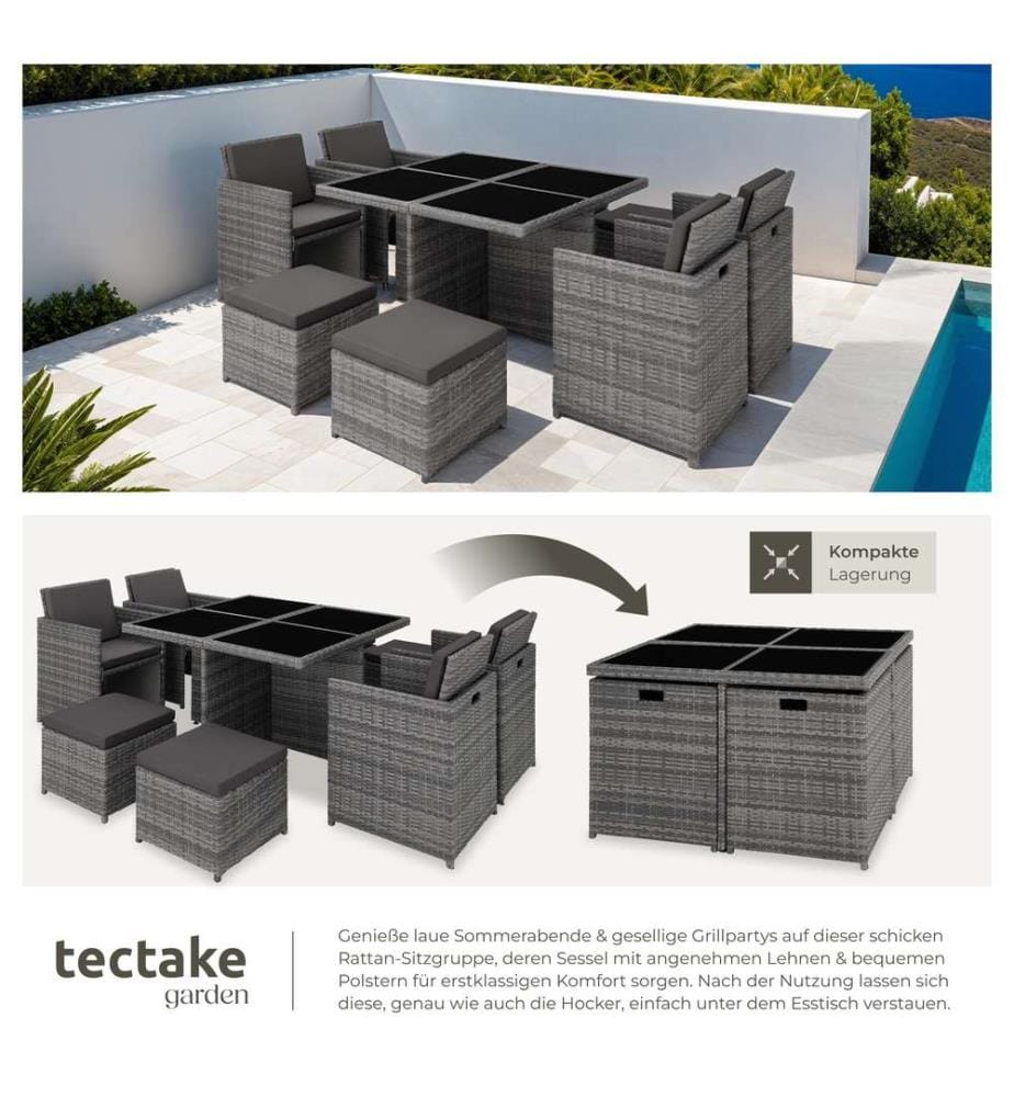 Set da giardino in rattan e alluminio Manhattan - grigio