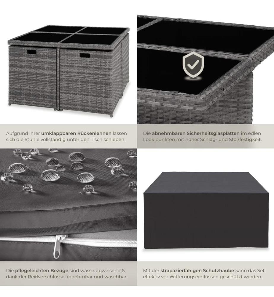 Set da giardino in rattan e alluminio Manhattan - grigio