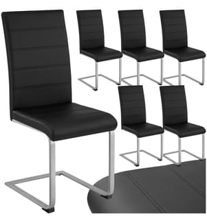 Esszimmerstühle Schwingstühle - schwarz, 6er Set