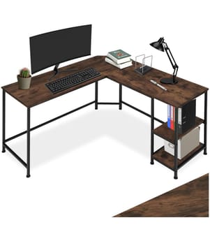 Schreibtisch Hamilton 138x138x75,5 cm - Industrial Holz dunkel, rustikal