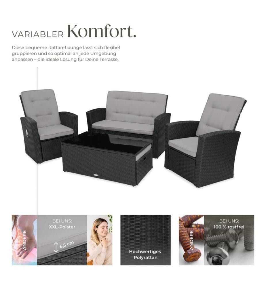 Rattan Lounge Bari - schwarz