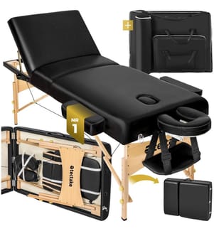 3 Zonen Massageliege Somwang mit 7,5 cm Polsterung und Holzgestell - schwarz