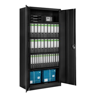 Aktenschrank Blain mit 5 Böden 40x80x180 cm - schwarz