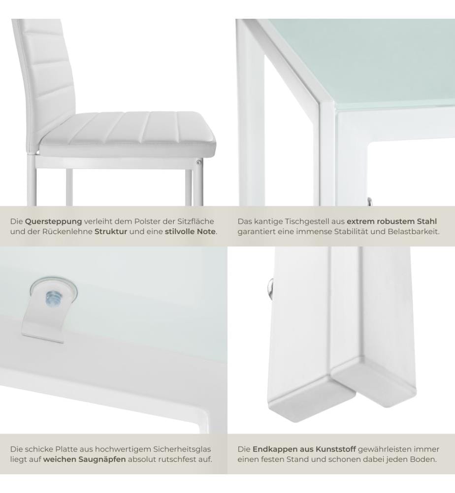 Ensemble table 6 chaises - blancblanc