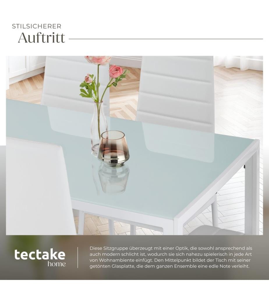 Ensemble table 6 chaises - blancblanc