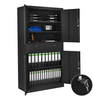Aktenschrank Cosmo mit 2 Schubfächern 40x80x180 cm - schwarzschwarz