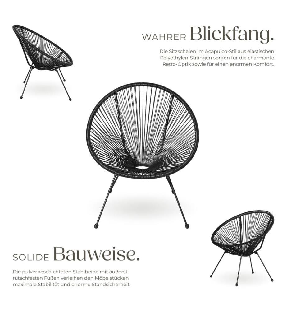 Lot de 2 chaises de jardin Santana - noir