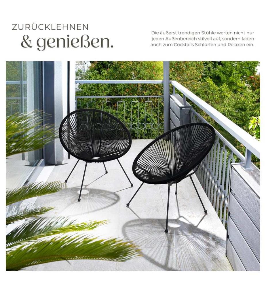Lot de 2 chaises de jardin Santana - noir