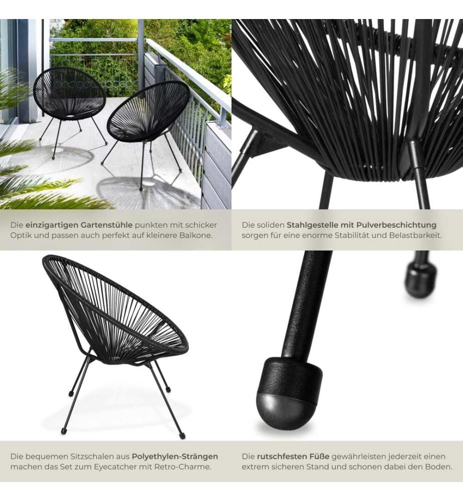 Lot de 2 chaises de jardin Santana - noir