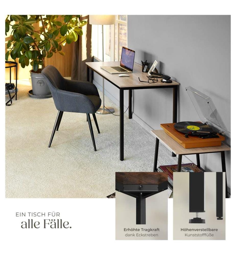 Desk Vanport - height-adjustable plastic feet - industrial wood light, oak Sonoma